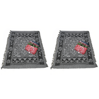 2x Black Boho Throw Rug, Table Cloth, Picnic, Camping Blanket 180x200cm 