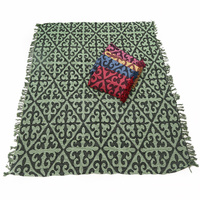 1pce Green Chevron Design Throw Rug / Table Cloth / Picnic / Camping Blanket 180x200cm 