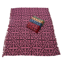 1pce Purple Chevron Design Throw Rug / Table Cloth / Picnic / Camping Blanket 180x200cm