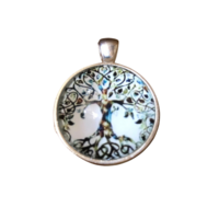 NEW 1pce Tree of Life Pendant Silver Frame and Glass Front for Necklace 2.5cm  or 1"