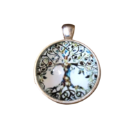 NEW 1pce Tree of Life Pendant Silver Frame and Glass Front for Necklace 2.5cm or 1"