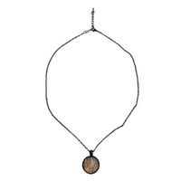 1pce Mandala Pendant Necklace Black Frame and Glass Front 2.5cm