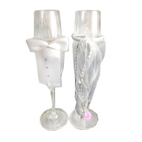 2pce x Wedding - Bride and Groom Champaign Flutes. Handmade. Ribbon and Bow Tie