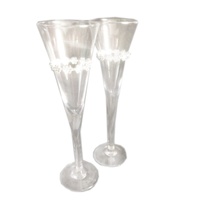 2pce x Wedding Champagne Flutes. Handmade. Diamante Design.