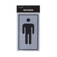 MALE Toilet Sign Silver / Red Brushed Steel 15x8cm S018