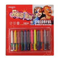 Pack Face & Body Painting Crayons Set 12 Bright Colours Ezy Grip Casings