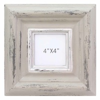 23.5cm Brown Wash Wooden Photo Frame Beach Vintage Style 4x4" Prints