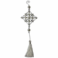 30cm Wedding Tassel Hanging Gloss Steel Silver with Pearls Decoration 