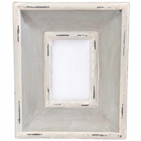 Thick Vintage Style Photo Frame 29x24cm Grey/Navy Wooden 6x4" Prints Hangable, Standing