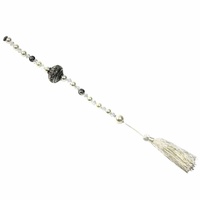80cm Decorative Beaded Tassel with Pearls, Acryllic & Steel Beads MQ079 