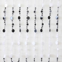 180cm Beaded Door Curtains Retro Black & White Disk Design