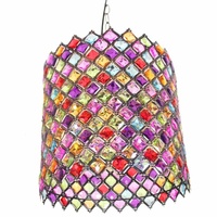 28x27cm Bright Round Moroccan Ceiling Light with acrylic beads and gems