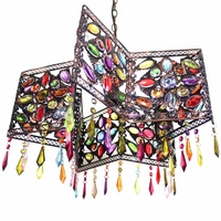 45x27cm Bright Star Shaped Moroccan Ceiling Light with acrylic beads and gems