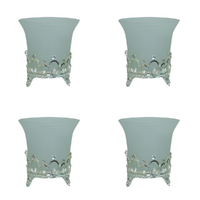 4x 9cm Wedding Tea Light Candle Holder Set Silver Glass Centre Table Decoration