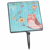 18cm Inspirational Blue Owl Metal Wall Hook Hanging Vintage Style Dreams