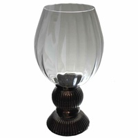 27cm Vintage Style Silver Base Hurricane Lantern Glass Candle Holder Vase