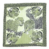 Bandana - Animal / Tiger Print in green artistic tones 100% Cotton 55x55cm