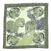 Bandana Tigers & Leopards in Green 1pce 54cm 100% Cotton Head Wrap Scarf