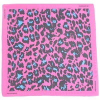 1pce Bandana 58x58cm Black, Blue Animal Print, Hot Pink Background