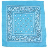 Bandana Turquoise Blue Modern Paisley 1pce 54cm 100% Cotton Head Wrap Scarf