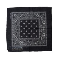 Bandana - Black Classic Modern Paisley 100% Cotton 55x55cm