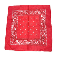 Bandana Red Modern Paisley 1pce 54cm 100% Cotton Head Wrap Scarf