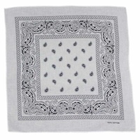 Bandana - White Classic Modern Paisley 100% Cotton 55x55cm