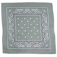 Bandana Green Modern Paisley 1pce 54cm 100% Cotton Head Wrap Scarf