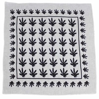 Bandana Hemp Leaf Symbol Black & White 1pce 54cm 100% Cotton Head Wrap Scarf