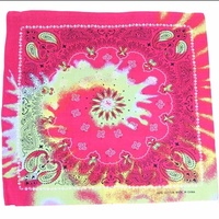 Bandana - Pink Hippy Style Tie Dye Print Paisley Design 100% Cotton 55x55cm