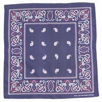Bandana - Navy Blue with Red Traditional Party Paisley 100% Cotton 55x55cm