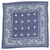 Bandana Traditional Paisley on Blue, Green 1pce 54cm 100% Cotton Head Wrap Scarf