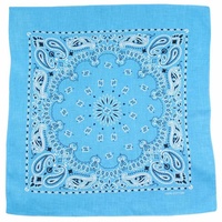 Bandana - Turquoise Blue Wash Traditional Nautical Paisley 100% Cotton 55x55cm