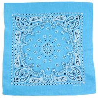 Bandana Turquoise Blue Nautical Paisley 1pce 54cm 100% Cotton Head Wrap Scarf