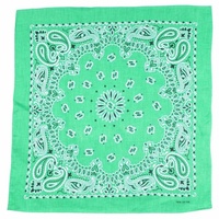 Bandana - Mid Green Wash Traditional Nautical Paisley 100% Cotton 55x55cm