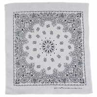 Bandana White Nautical Paisley 1pce 54cm 100% Cotton Head Wrap Scarf