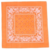 Bandana Fluro Orange Traditional Paisley 1pce 54cm 100% Cotton Head Wrap Scarf