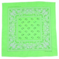 Bandana - Fluro Lime Green Traditional Paisley 100% Cotton 55x55cm