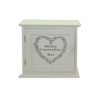 23cm White French Provincial Key, Jewellery Box with Door Love Heart MQ023
