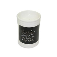 12cm Ceramic Oil Burner White w/ Metal Twist Detail, Fragrant Aroma, MQ-084