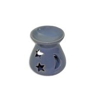 7cm Ceramic Oil Burner Blue with Stars & Moon Detail, Fragrant Aroma MQ-094