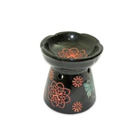 10cm Ceramic Oil Burner Black Glazed Butterfly Design, Fragrant Aroma MQ-098