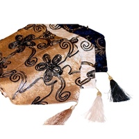220x32cm Beige Designer Vintage Style Table Runner / Bed End Throw Velvet Feel