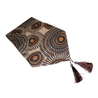 220x32cm Brown Designer Vintage Style Table Runner / Bed End Throw Embroided