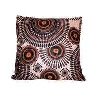 40x40 Designer Vintage Style Cushion Embroided Brown, Beige and Orange Colours