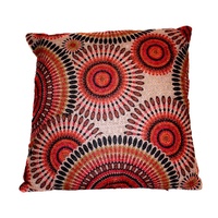 40x40 Designer Vintage Style Cushion Embroided Orange, Beige and Black Colours