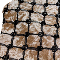 1pce Beige Velvet Style Table Runner / Bed End Throw 220x32cm