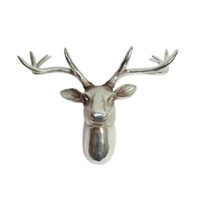 Metallic Silver 45x35cm Resin Deer Head Wall Hanging with Antlers MQ-125