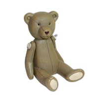 17x12cm Brown Sitting Resin Sitting Bear with Moving Arms Statue Collectable