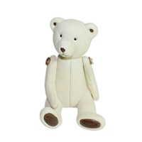 17x12cm White Sitting Resin Sitting Bear with Moving Arms Statue Collectable